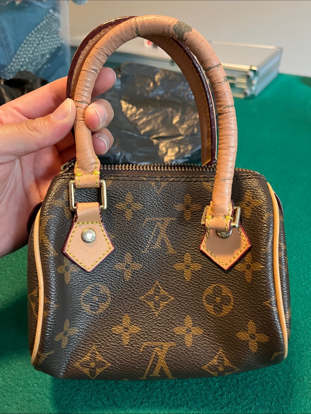 Mini Brown Purse with Tan Characters